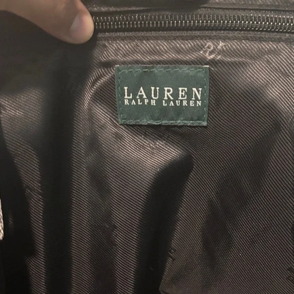 Ralph Lauren Gray Monogram Tote with Black Web Straps - Picture 12 of 13